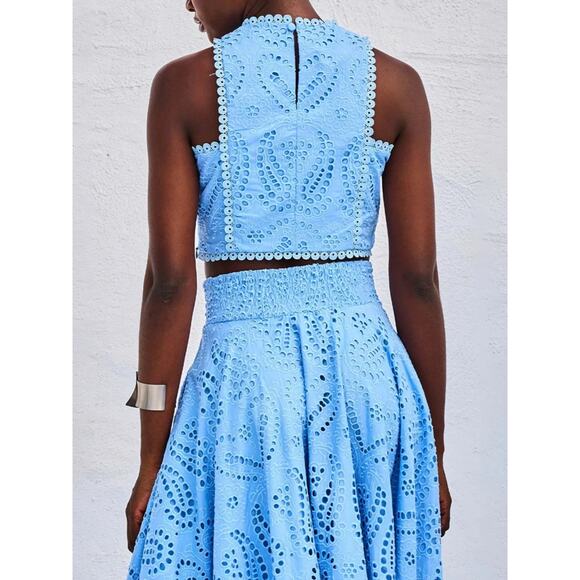 Eyelet Lace Top and Maxi Skirt Set - Picture 4 of 14